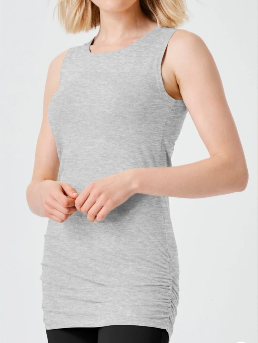 PLANET heather gray ruche tank XS S